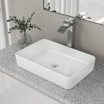 DeerValley DV-1V032 White Ceramic Rectangular Vessel Sink Above Counter White Bathroom Vanity Sink Bathroom Sink Art Basin (19.92'' L x 14'' W x 4.37'' H)
