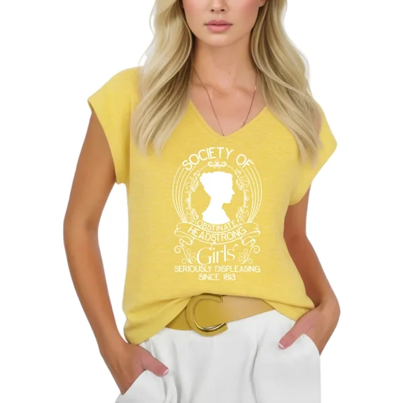 Cozymy Women's Pride and Prejudice Quote Print V-Neck Sleeveless T-Shirt Lightweight Casual Tank Top