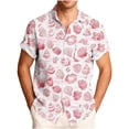 thumbnail image 2 of Blusa y camisa de manga corta con cuello vuelto para hombre, blusa informal de moda con cuello vuelto, blusa estampada de manga corta con botones, blusa de poliéster para hombre, 2 of 6