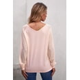 thumbnail image 3 of Melyum Womens Plus Size Long Sleeve V Neck T-Shirt Striped Sheer Mesh Raglan Tees Loose Casual Tops, 3 of 5