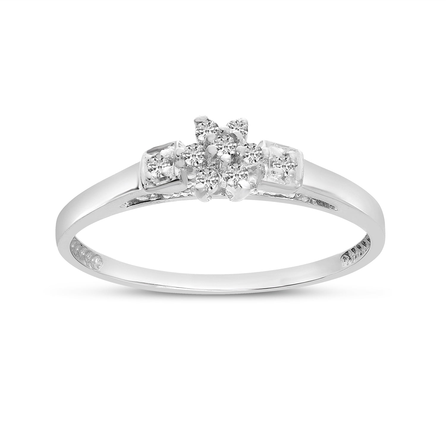 10K White Gold Diamond Cluster Ring