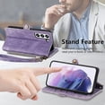 thumbnail image 4 of Funda de cuero con hebilla lateral y cremallera geométrica para Samsung Galaxy S23 Ultra 5g (rosa), 4 of 5