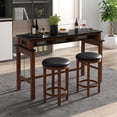 thumbnail image 4 of Gymax 3-Piece Home Bar Set Counter Height Bar Table w/ 2 Upholstered Bar Stools Black & Walnut, 4 of 10