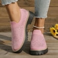 thumbnail image 2 of Rokment Women's Glitter Rhinestones Platform Walking Shoes Comfortable Slip on Socks Chunky Mid Heel Oxfords Casual Dress Fashion Sneakers Light Pink Size 6.5, 2 of 8