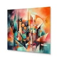 thumbnail image 2 of Designart "Abstract Space Visions in Red and Green" Modern Geometric Metal Wall Art, 2 of 5