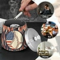 thumbnail image 4 of Yayeee Ashtray with Lid for Cigarette Smokeless Stainless Steel Home Ash Holder, Baseball Pattern, 4 of 7