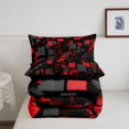 thumbnail image 5 of Homewish 3D Plaid Print Twin Comforter Sets,Black Red Bedding Set,Black Reversible,2 Pieces,1 Comforter and 1 Pillowcase, 5 of 7