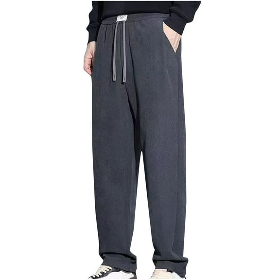 Generic Mens Cargo Pants Casual Straight Leg Outdoor Workout Sweatpants Stylish Solid Loose Elastic Waist Drawstring Joggers