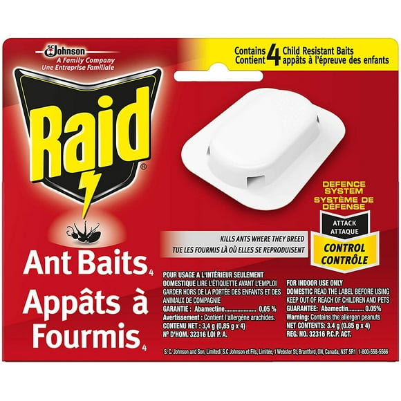 Raid Ant Baits Insect Killer, 3.4g - 4 Count Per Pack - 1 Pack