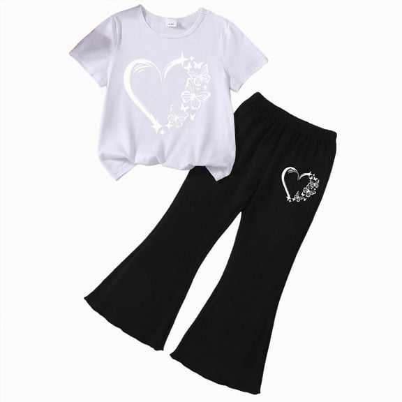 Hessimy Toddler Kid Girl Outfits Clothes Short Sleeve T-Shirt Top Summer Short Sets 1-12T Girl Clothes(A,2-3 Years)