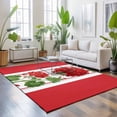 thumbnail image 3 of Area Rugs 5'x7', Red Flowers Carpet Runner Indoor Outdoor Rugs Home Decor Aesthetic, Spring Summer Floral Pastoral Botanical Leaf Non Slip Mats Washable Accent Rug for Living Room Bedroom, 3 of 8