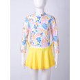 thumbnail image 3 of YEAHDOR Kids Girls 2Pcs Swimming Bathing Suit Long Sleeve Flower Printed Tops with Skirted Shorts Swimwear Garden Pink 6, 3 of 7