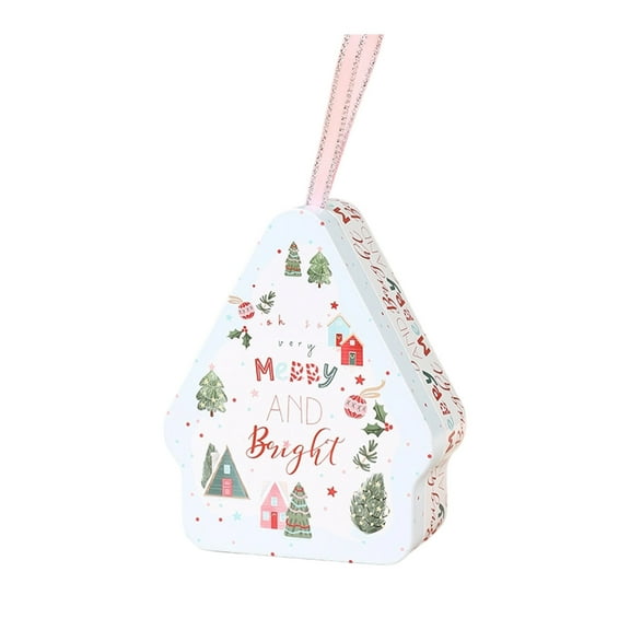 PEIBang Christmas Decorative Cookie Box,Metal Small Xmas Tree Shaped Christmas Storage Container for Candies Snack,Treat Gift Box for Xmas Party Favors