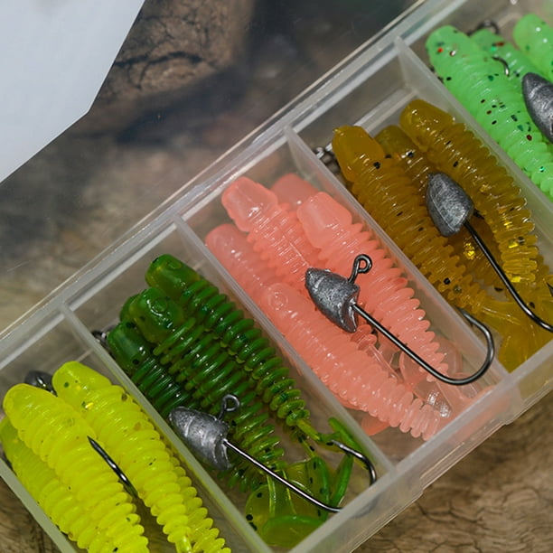 Mymisisa 1 Set Jig Head Hook Soft Lure Kit Artificial Bait with 5 Grids  Tackle Box Pesca 