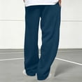 thumbnail image 6 of Men's Cargo Wide Leg Sweatpants with Pockets Classic Drawstring Waist Loose Straight Trousers, Soft Knit Casual Daily Sports Pants Blue L, 6 of 8
