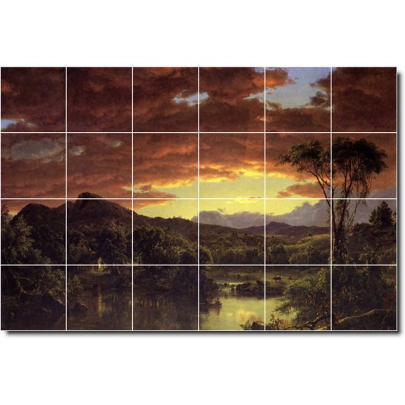 Ceramic Tile Mural-Frederic Church Landscapes Painting 197. 25.5" w x 17" h using (24) 4.25 x 4.25 ceramic tiles