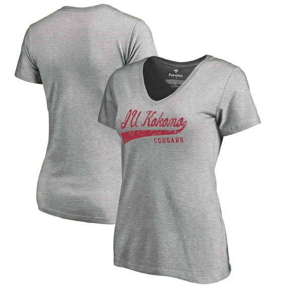 Women's Heather Gray Indiana University Kokomo All-American Primary V-Neck T-Shirt