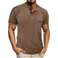thumbnail image 1 of Aqestyerly Men'S Long Sleeve Solid Color T-Shirt,Pullover Style,Round Neck,Button-Up Design,Comfortable and Stylish, 1 of 5