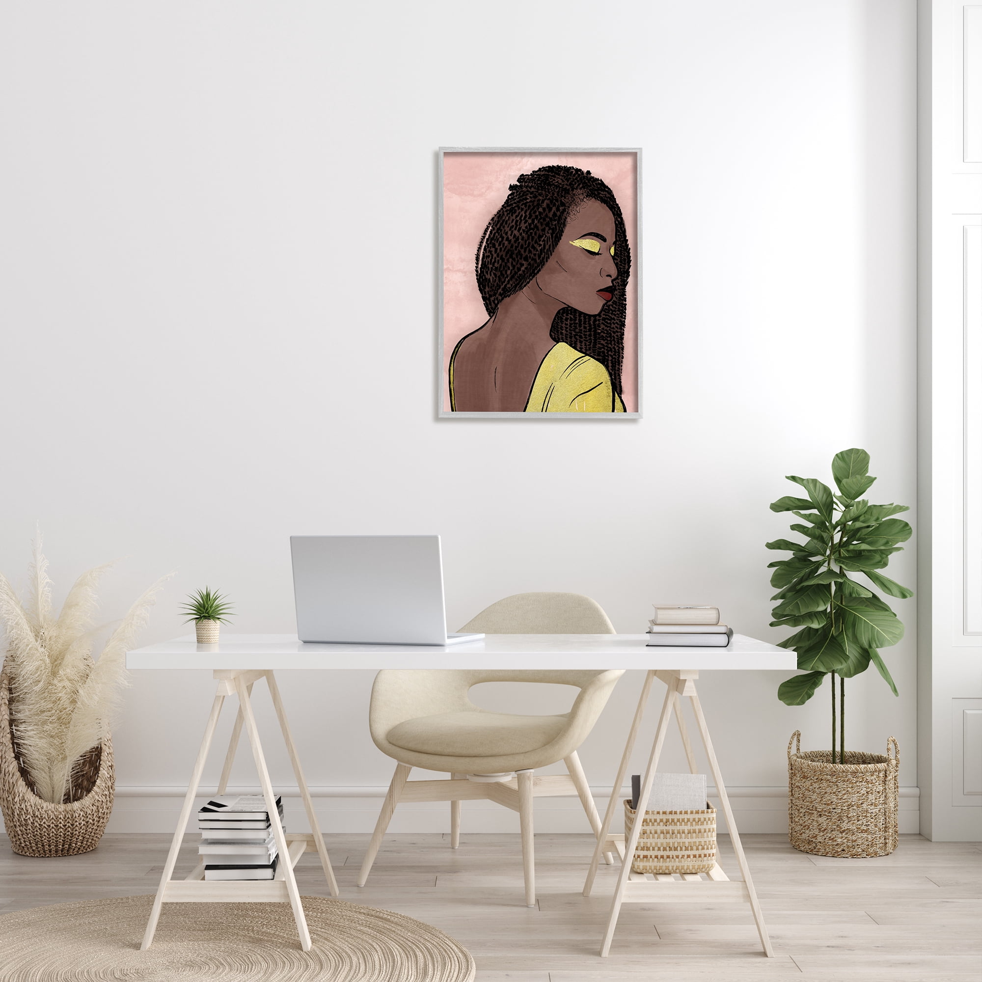 Stupell Industries African American Woman with Gold Glitz Eye Shadow, 24 x 30, Design by Marcus Prime