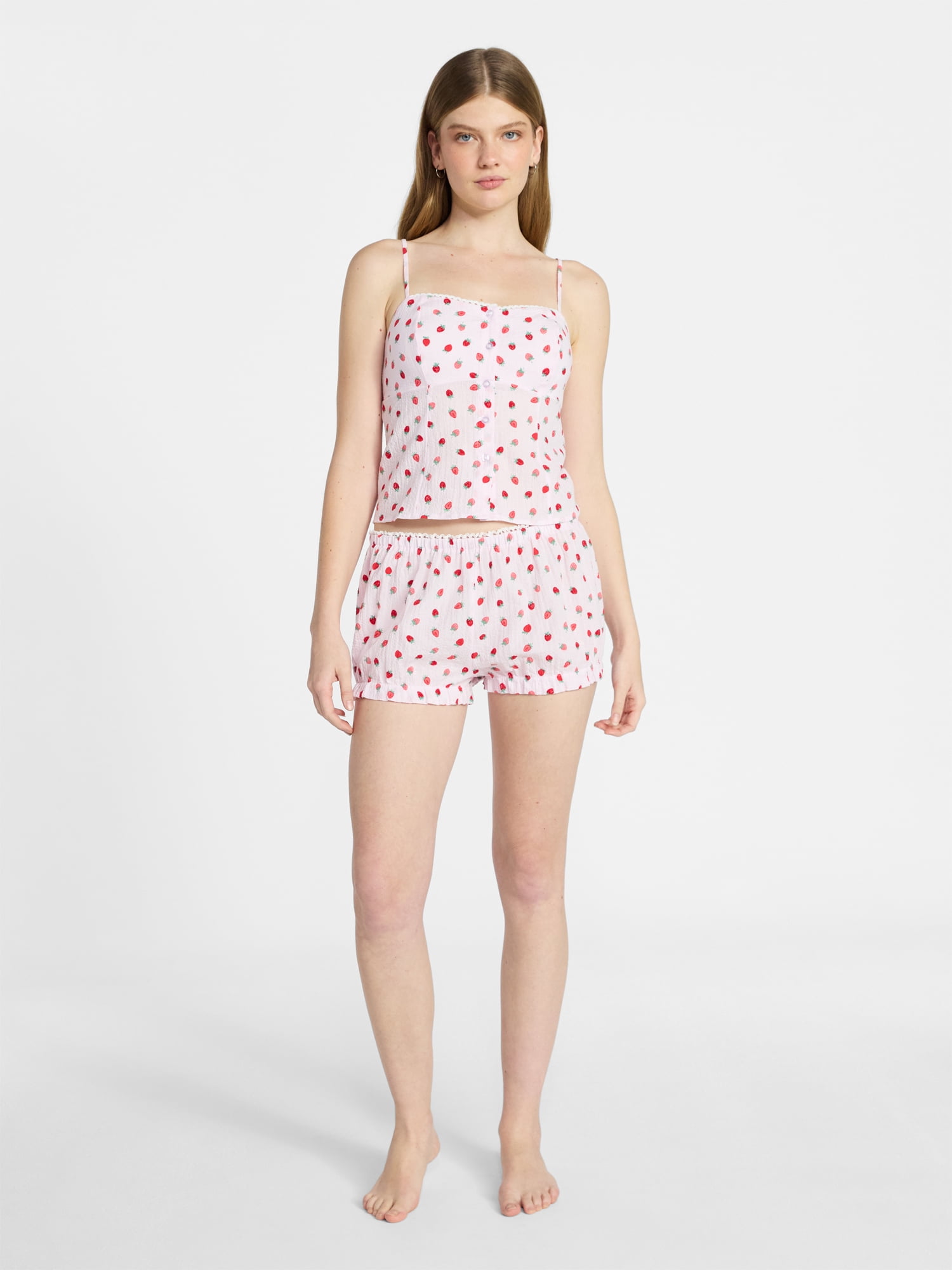 No Boundaries Cami Top and Bloomer Shorts Sleep Set, 2-Piece, Women's XS-XXL
