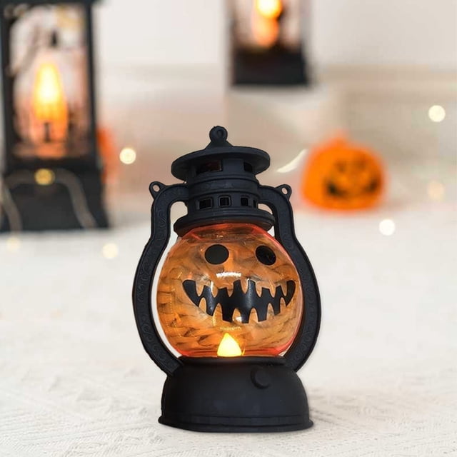 Xihbxyly Lámpara de Calabaza de Halloween, Diseño Vintage Galvanizado, Funciona a Pilas, Ahorra Energía, Portátil, Ideal para Decoración Interior y Exterior, Ideal para Celebraciones Festivas, Tamaño