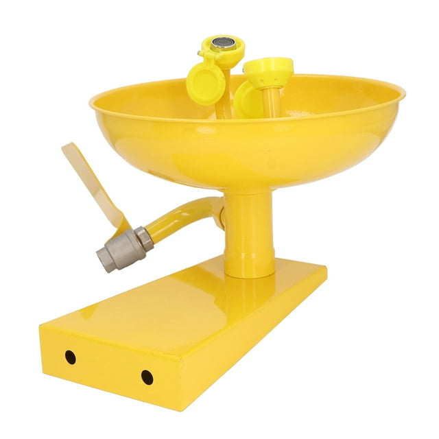 Eye Wash Station, Stable Water Flip Dustproof Cover Emergency Eye Washer Dual Spray Heads Visible Push Handle For Worksite Shop
