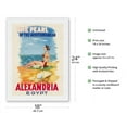 thumbnail image 2 of Alexandria Egypt - The Pearl of the Mediterranean - Vintage Travel Poster by Rachad Manessa c.1960s - Japanese Unryu Rice Paper Art Print (Unframed) 18 x 24 in, 2 of 4