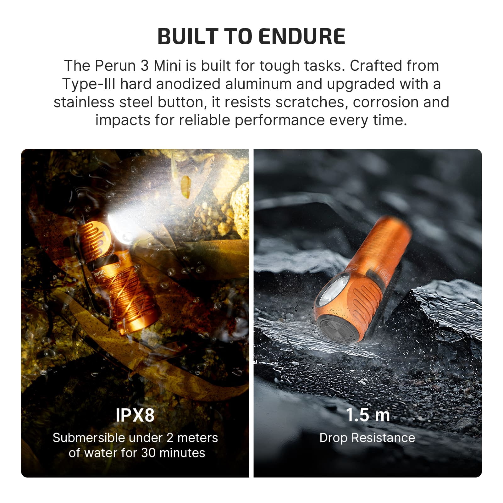 Perun 3 Mini Headlamp & Flashlight with Red and White Light（Orange）