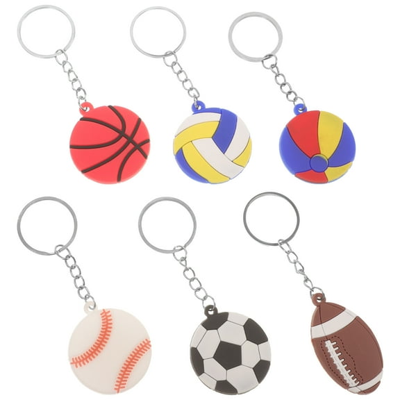 OFFIGAM 6Pcs Boys Key Chains for Backpacks Sports Style Keychain Assorted Color 3.9x1.6x0.2in