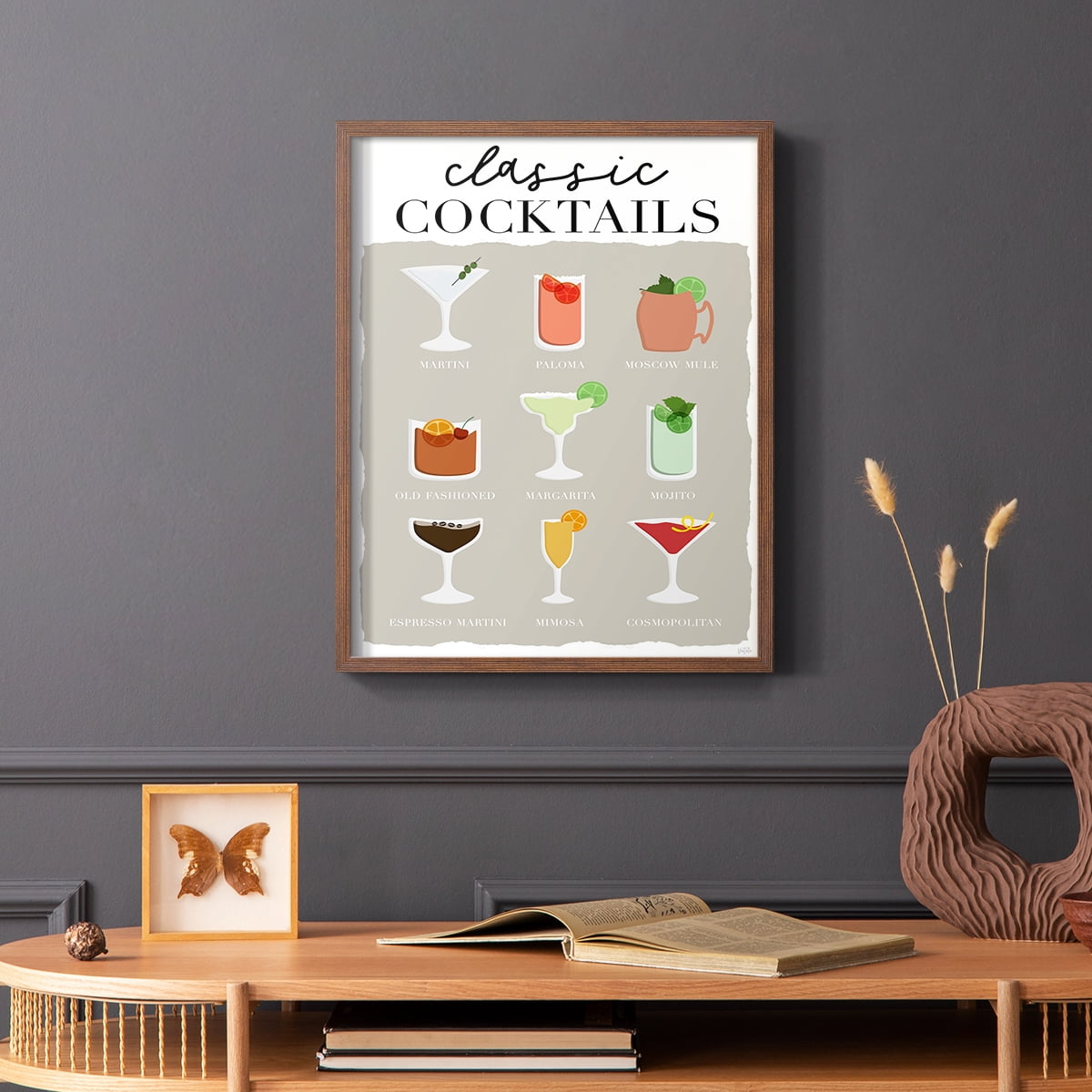 Classic Cocktails in Paper Solid Wood 8 x 10 Framed Print