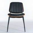 thumbnail image 2 of Dining Chairs A&A Furniture, Dining Chairs Set of 2 Mid Century Modern Retro Faux Leather Chair with Walnut Bentwood Back Upholstered Seat Metal Legs Adjustable Foot for Kitchen Dining Room Chairs(Bl, 2 of 19
