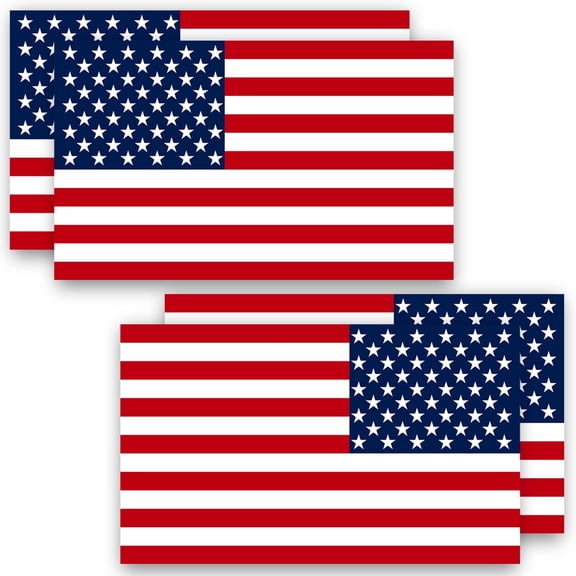 ANLEY 5" X 3" American US Flag Decal 4Pcs (2 Forward & 2 Reversed) - Patriotic Stars Reflective Stripe USA Flag Car Stickers - Support US Military - 4 Pack Set