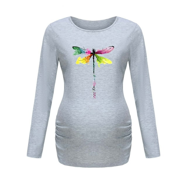 QIPOPIQ T-Shirt de Maternité à Manches Longues Colorblock Baseball Tee Tunique de Grossesse Décontractée Liquidation