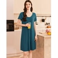 thumbnail image 6 of Ekouaer Women's Nightshirt Short Sleeve Button Down Nightgown V-Neck Sleepwear Pajama Dress, 6 of 10