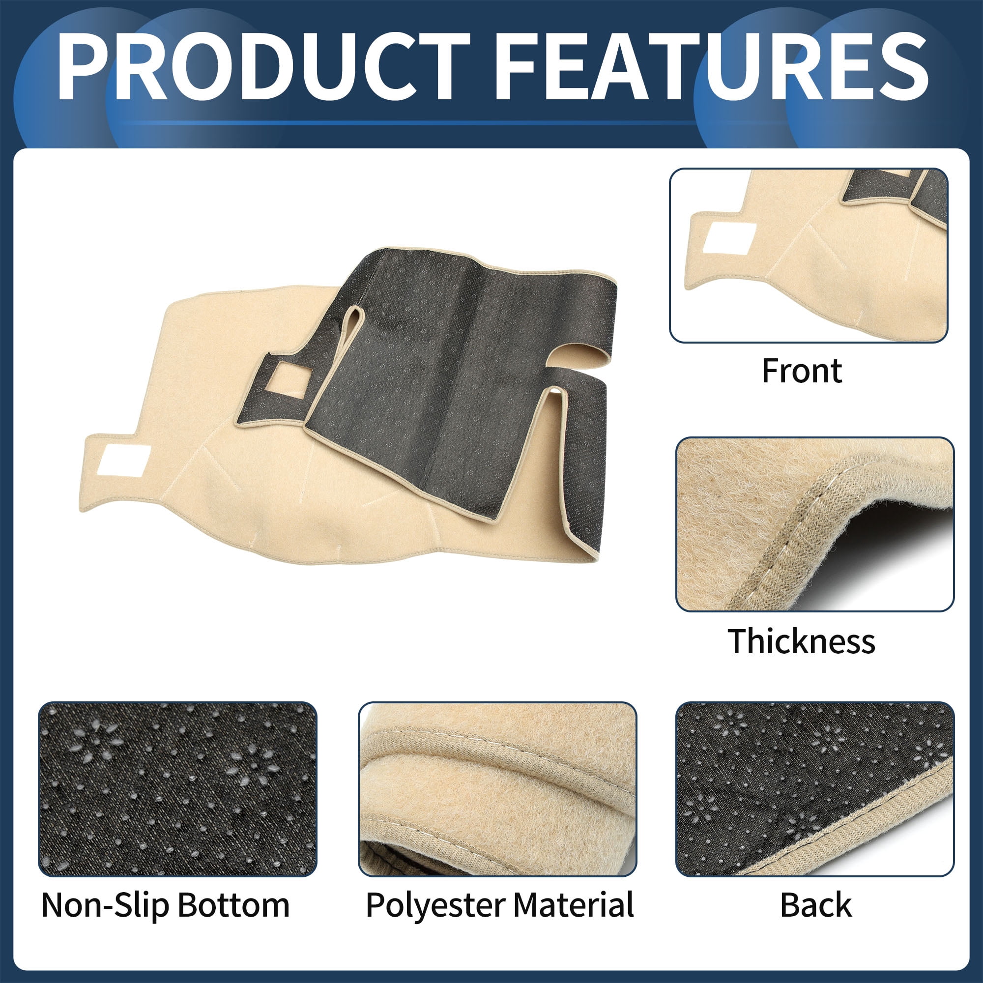 Dashboard Cover Dash Cover Mat Carpet for GMC Yukon Sierra SLT Denali 2007-2014 Polyester Beige