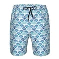 thumbnail image 3 of Balery Blue Fish Scale Texture Traje de Baño Estilo Hawaiano para Hombre, Shorts de Secado Rápido con Bolsillos-Large, 3 of 6