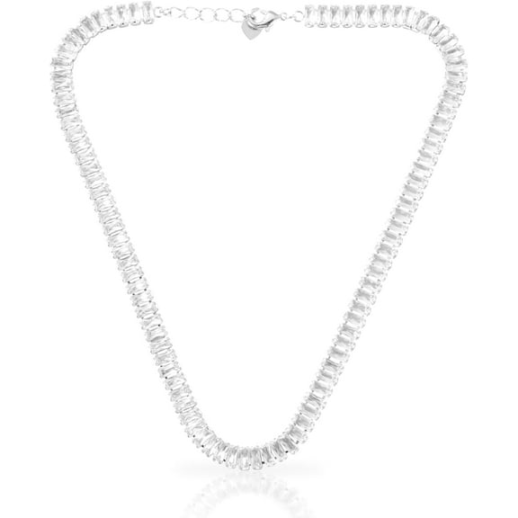 Choker Necklace Sparkly Rhinestones Silver Tennis Necklaces Trendy Stainless Steel Chain Necklace Jewelry for Women[k276]