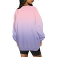 thumbnail image 3 of CLOISE Women Sweatshirt Gradient Pullover Sweatshirts Crew Neck Long Sleeve Hoodies Shirts Pink Drop Shoulder Basic Blouses Fall Soft Y2k Outfits XL, 3 of 5
