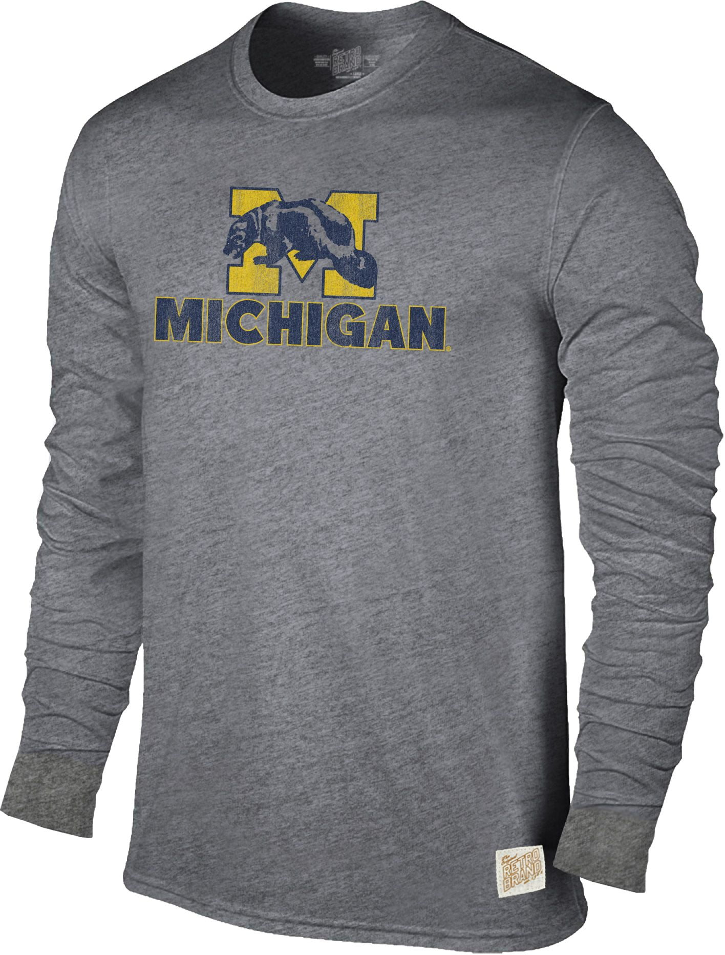 Original Retro Brand Men's Michigan Wolverines Grey Tri-Blend Long ...