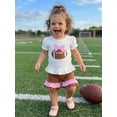 thumbnail image 5 of Cjfdfy Toddler Baby Girl Football Outfit Infant Baby Girl Summer Fall Clothes Cute Bow Rugby Embroidery Ruffled Short Sleeve T Shirt Tops and Shorts 2 Pcs Set, 5 of 8