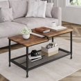 thumbnail image 7 of Rustic Coffee Table, Cocktail Table with Mesh Shelf Rectangle Storage, Farmhouse Dining Table with Metal Frame, Easy to Assemble, 7 of 7