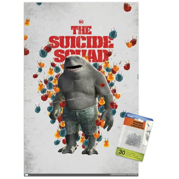 DC Comics Movie The Suicide Squad - King Shark One Sheet Wall Poster with Pushpins, 14.725" x 22.375"