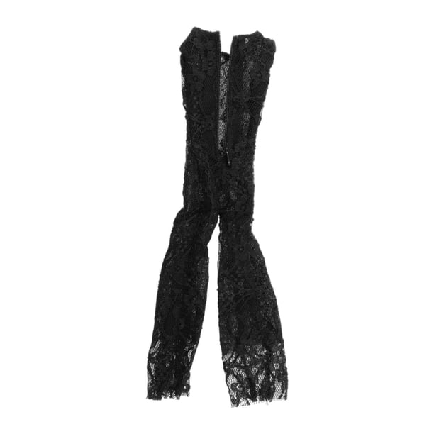 Figura femenina a escala 1/6, mono de encaje sin mangas, coleccionable, muñecas cosidas con cuidado negro