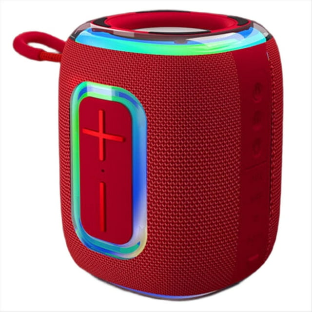 Altavoz Bluetooth IPX5, Resistente Al Agua, con Luz RGB de Colores, Compatible con Reproducción USB/TF/AUX, Función de Recepción de Sonido, Color Rojo.
