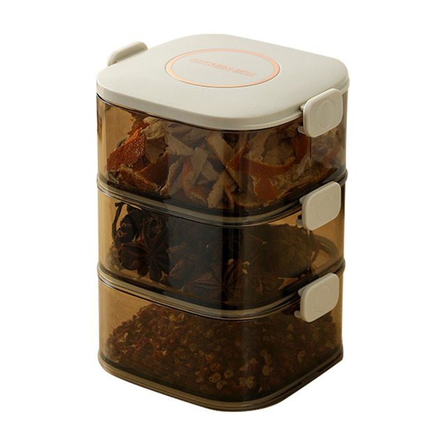 Hinati Sales Today Deals Sales 3 Layer Seasoning Rack Sugar Storage Containers Box Airtight Food Storage Containers Set, Pantry Organization Canisters for Kitchen Pantry Organization and Storage