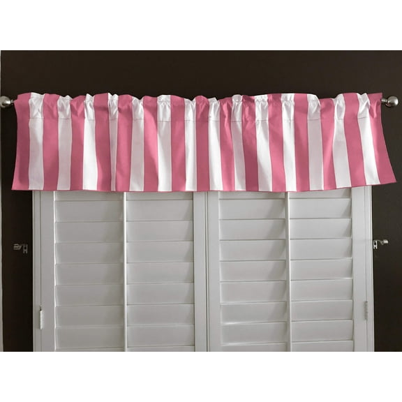 cotton stripe window valance 58 wide 2 inch stripe pink