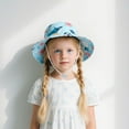 thumbnail image 2 of LIIPEE Girls Boys Sun Cap Cartoon Printed Adjustable Strap Bucket Wide Brim Hat Protection Caps Comfort Beach Hats,Sky Blue,2-5 Years, 2 of 5