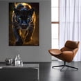 thumbnail image 4 of Mudket Golden Backlight Black Panther Forest Canvas Wall Art, Realistic Safari Wildlife Cool Posters Print for Man Cave Office Living Room Home Decor, Framed Ready to Hang - 12"L x 8"W, 4 of 9