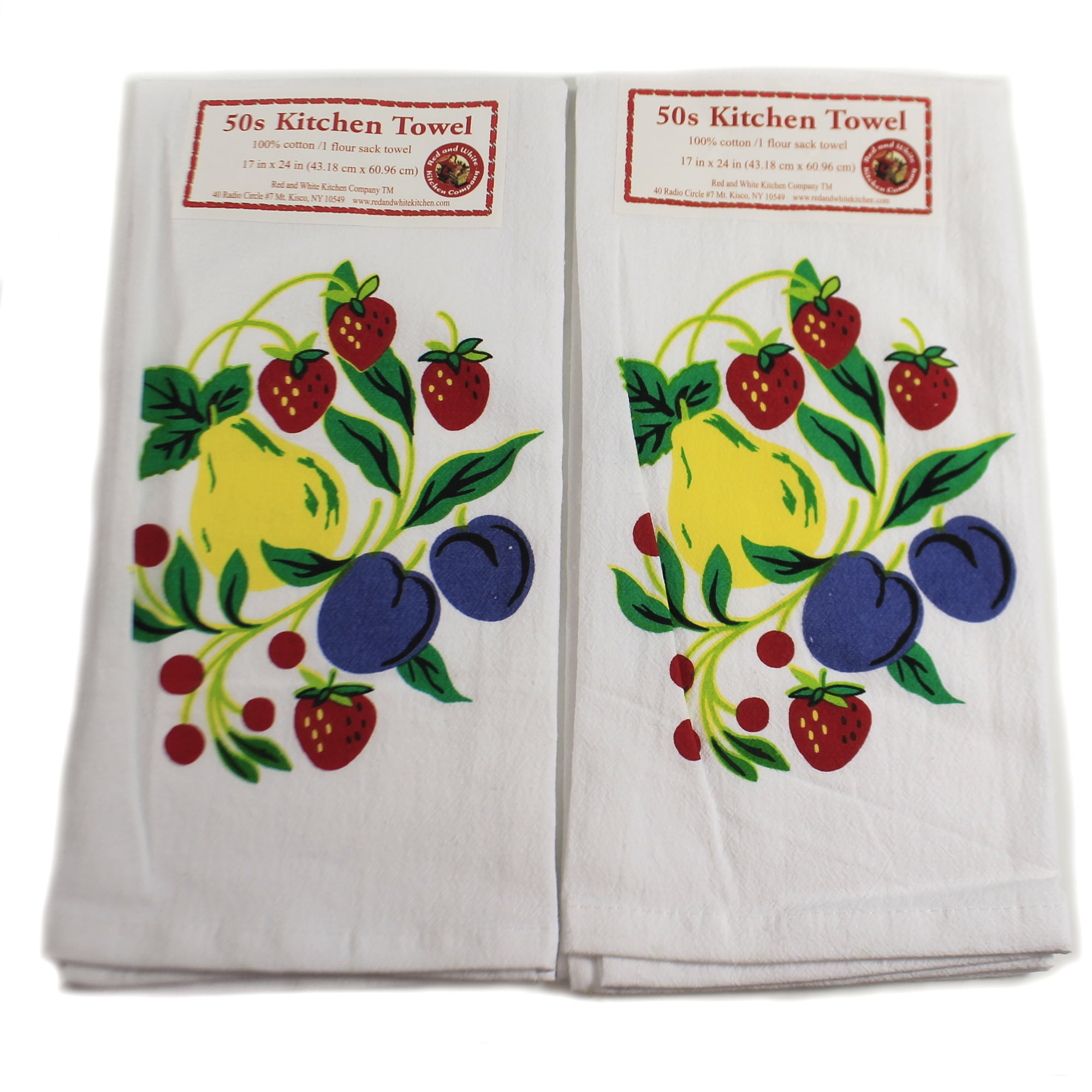 ReTrO Vtg Style Cherry Cherries Flour Sack Kitchen Dish Tea Towel Cottage 