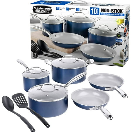

Granitestone 10pc Cookware Set Pots and Pans Set with Ultra Nonstick Ceramic Coating